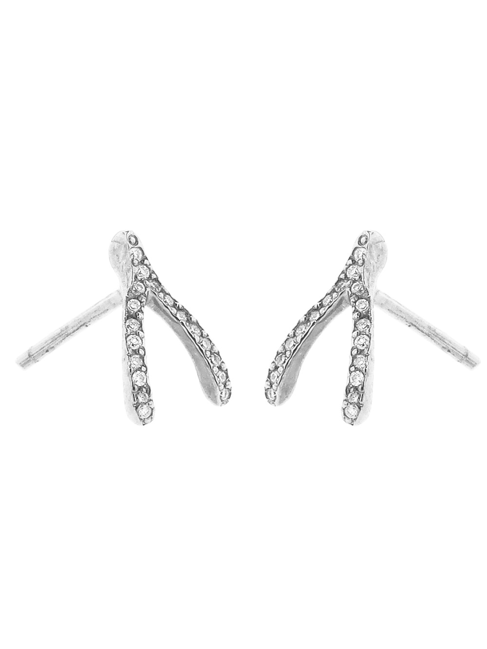 Lyst Jennifer Meyer Diamond Wishbone Stud Earring In White Gallery