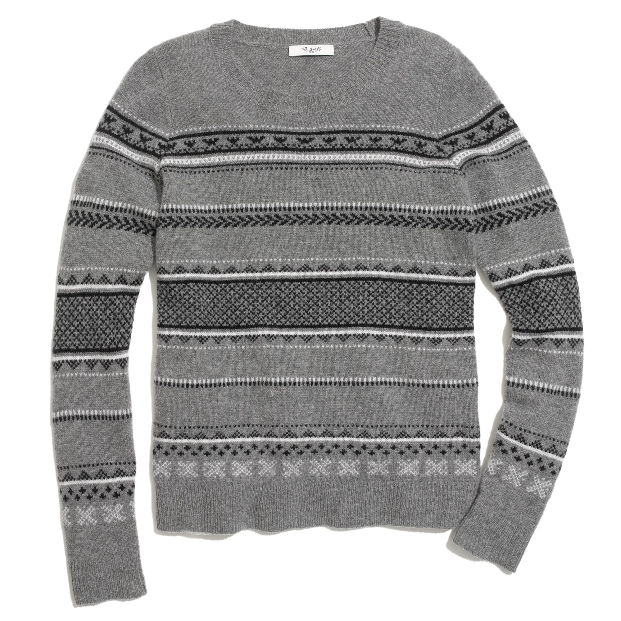 Lyst - Madewell Fair Isle Striped Sweater in Gray