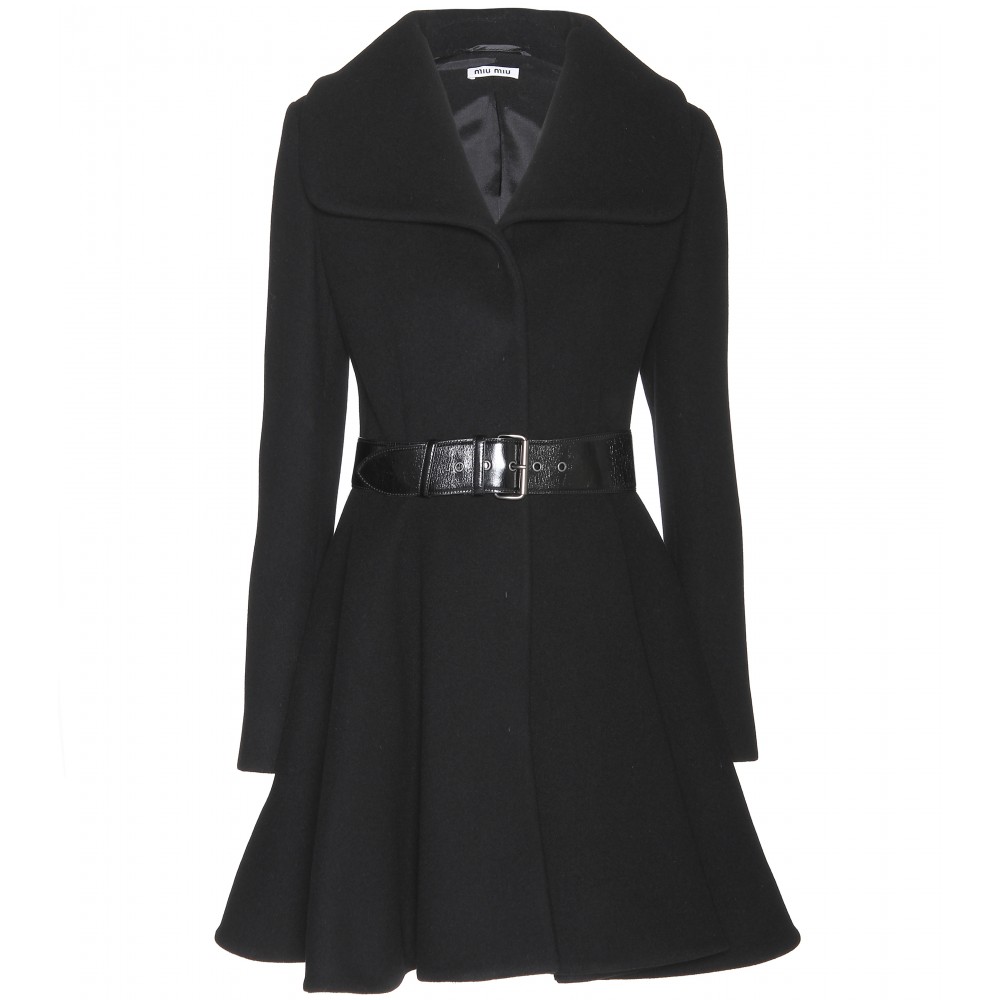 Lyst - Miu Miu Wool Coat in Black