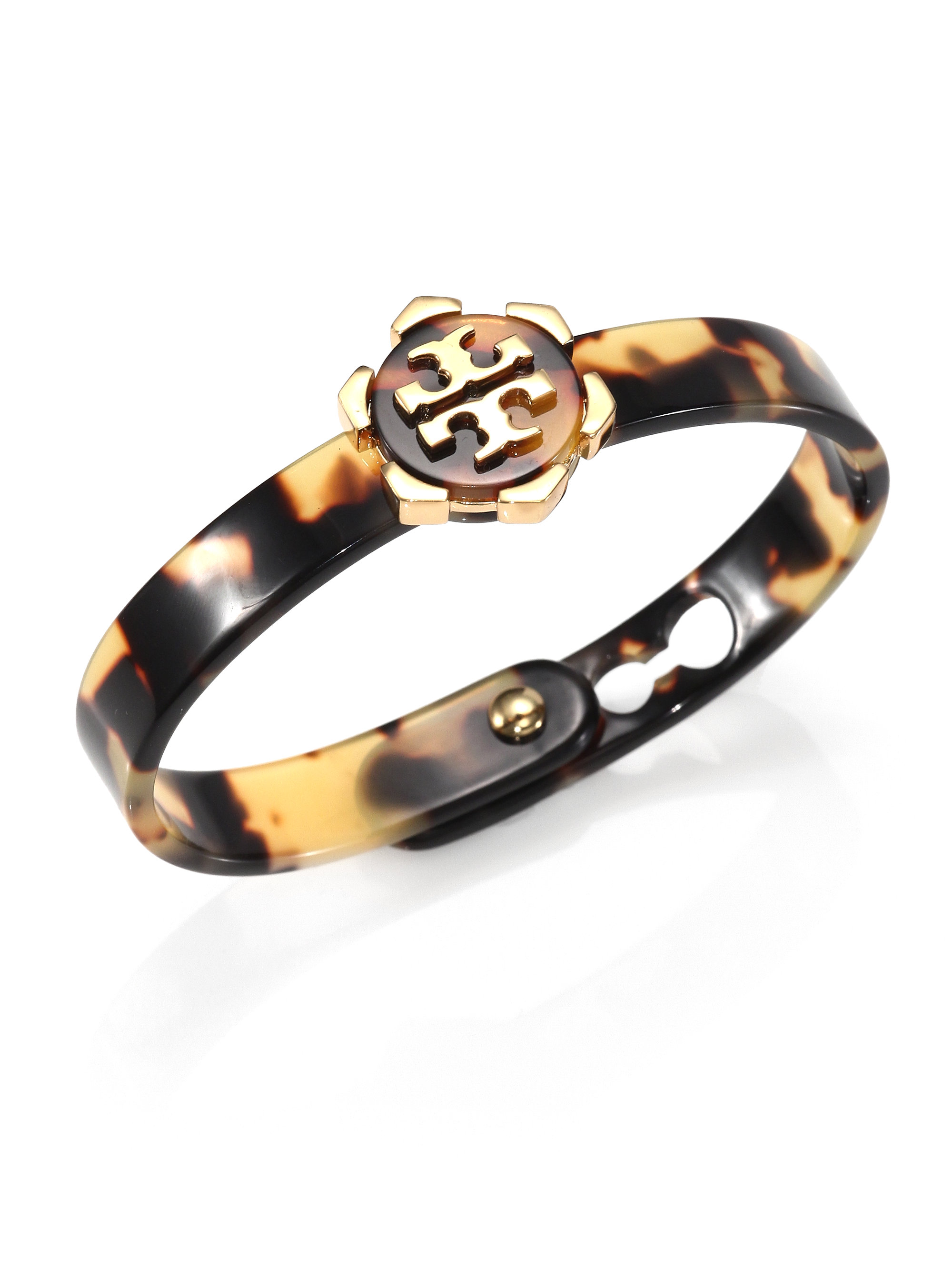 Lyst Tory Burch Tortoise Look Logo Bracelet In Orange Gallery