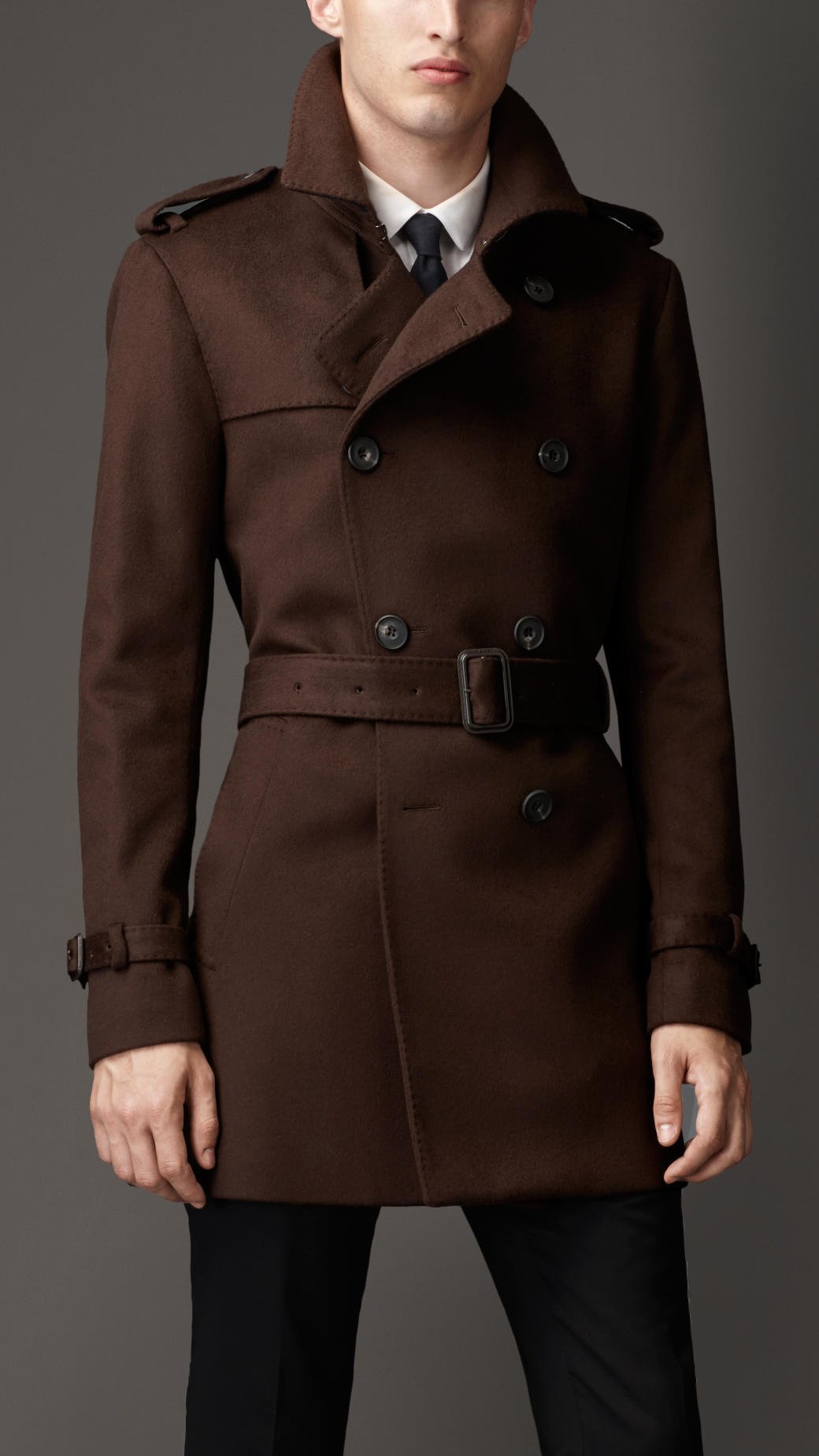 Lyst - Burberry Midlength Wool Cashmere Trench Coat in Brown for Men