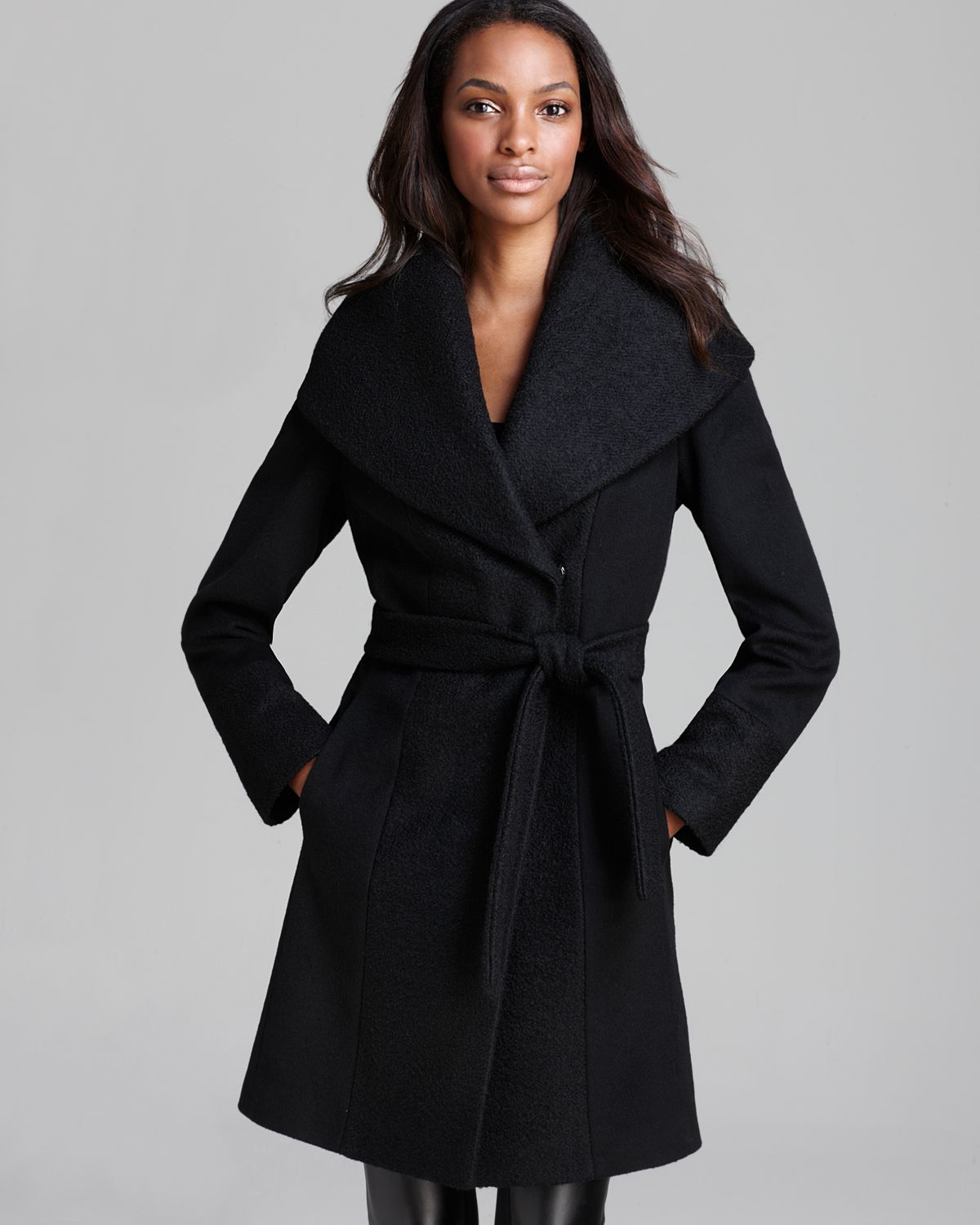 Calvin Klein Black Coat Lux Boiled Wool Wrap Product 1 13118778 938827000 