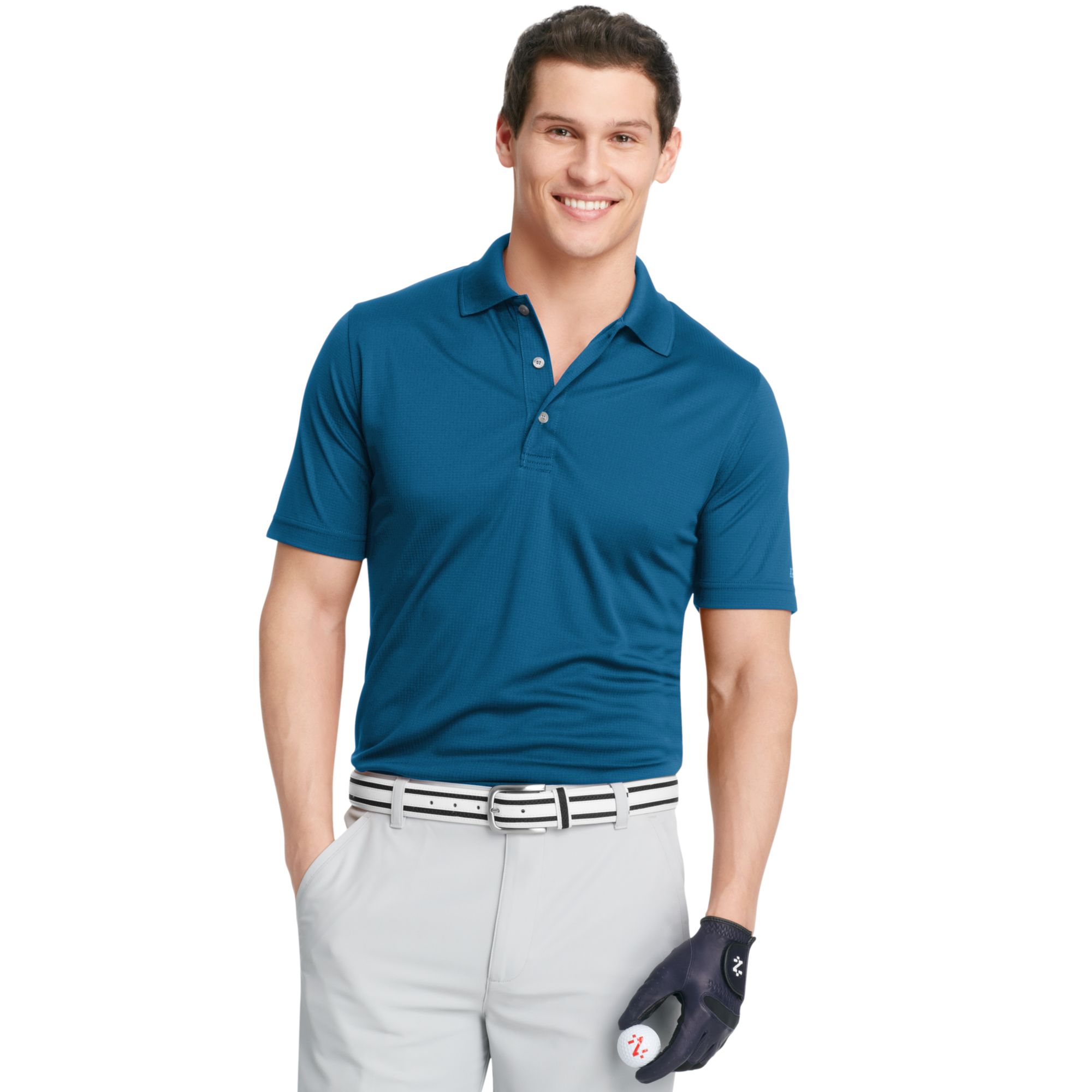 Izod Izod Golf Shirt Uv Wicking Performance Solid Grid Polo Shirt in ...