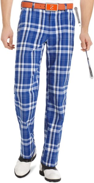 Izod Flat Front Plaid Golf Pants in Blue for Men (surf the web blue) | Lyst