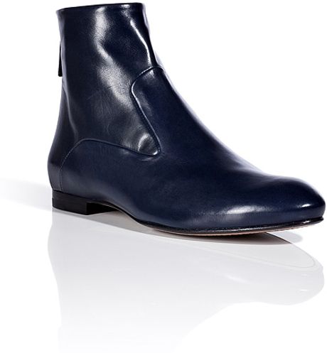 Jil Sander Navy Leather Ankle Boots in Blue (navy) - Lyst