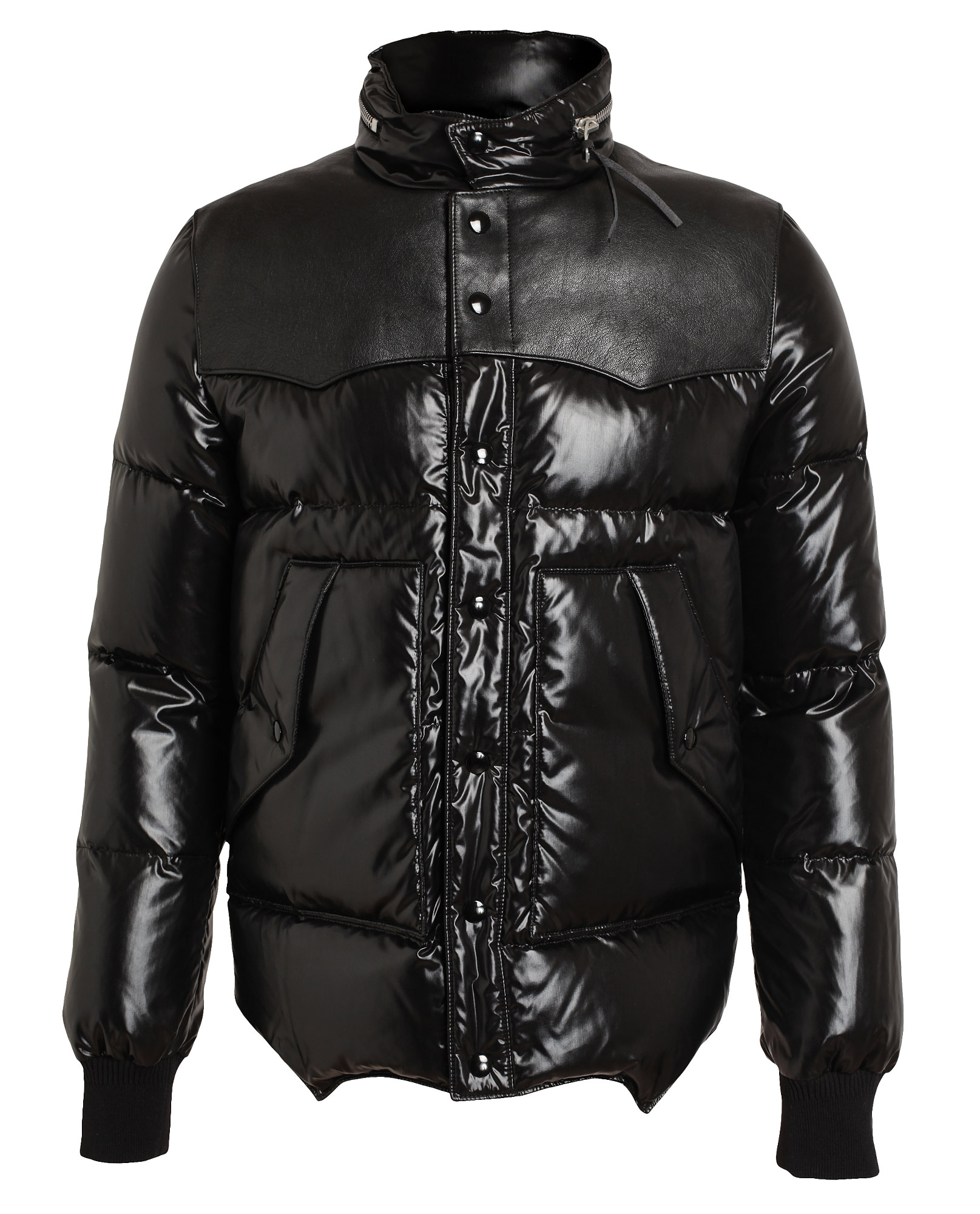 Saint Laurent Leather Panelled Puffer Jacket in Black for Men | Lyst