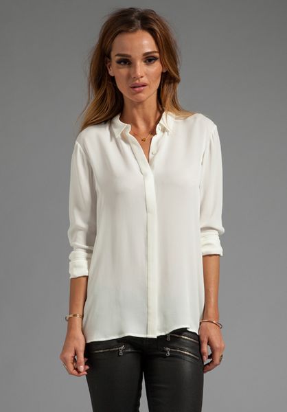 Theory Silk Zip Blouse - Long Blouse With Pants