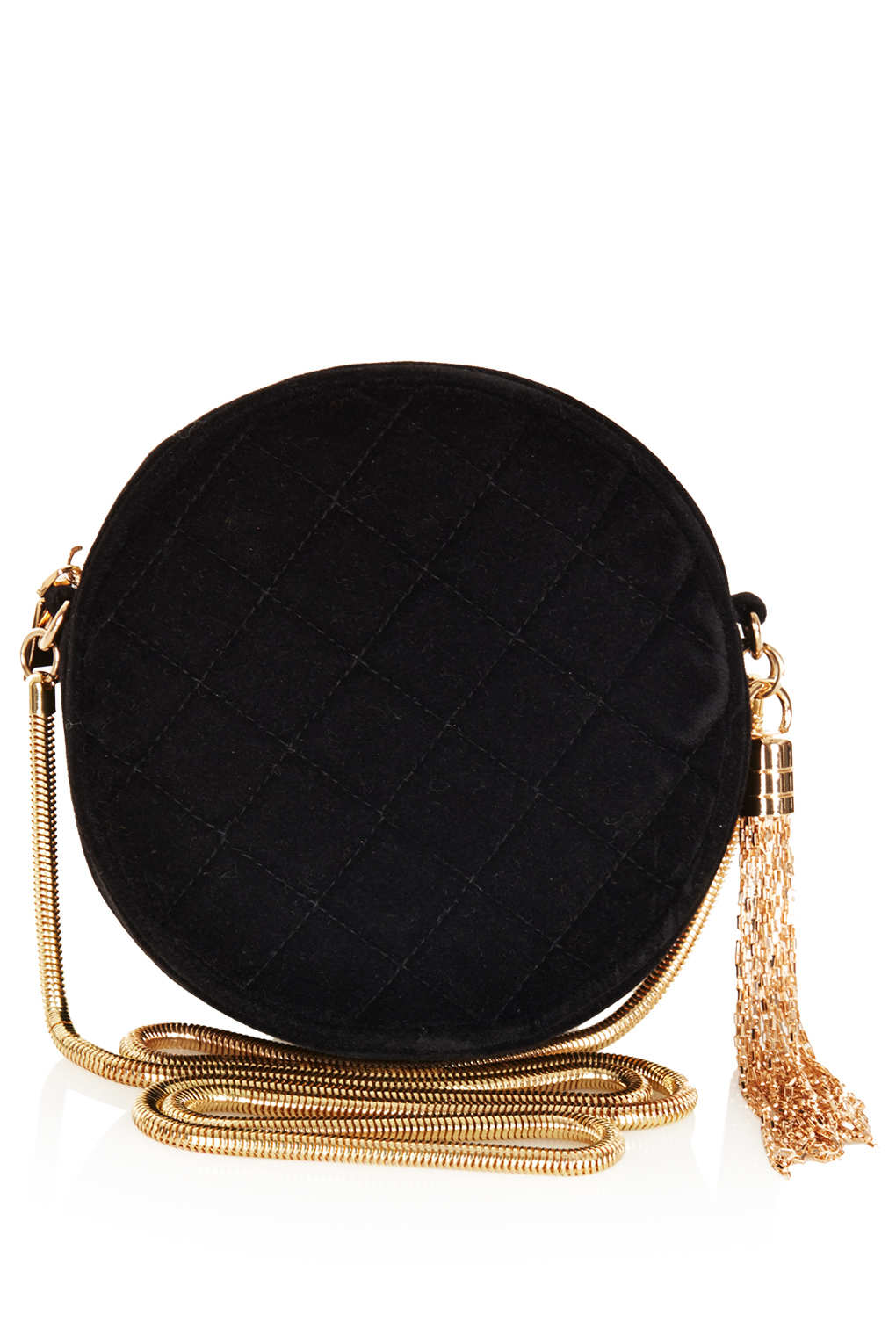 Round Black Leather Crossbody Bag | semashow.com