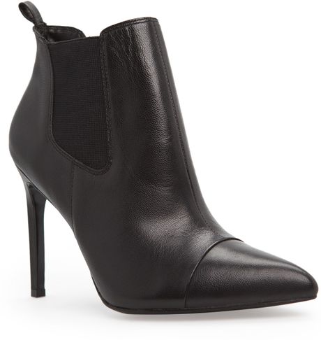 Mango Elasticated Panel Leather Ankle Boots in Black | Lyst