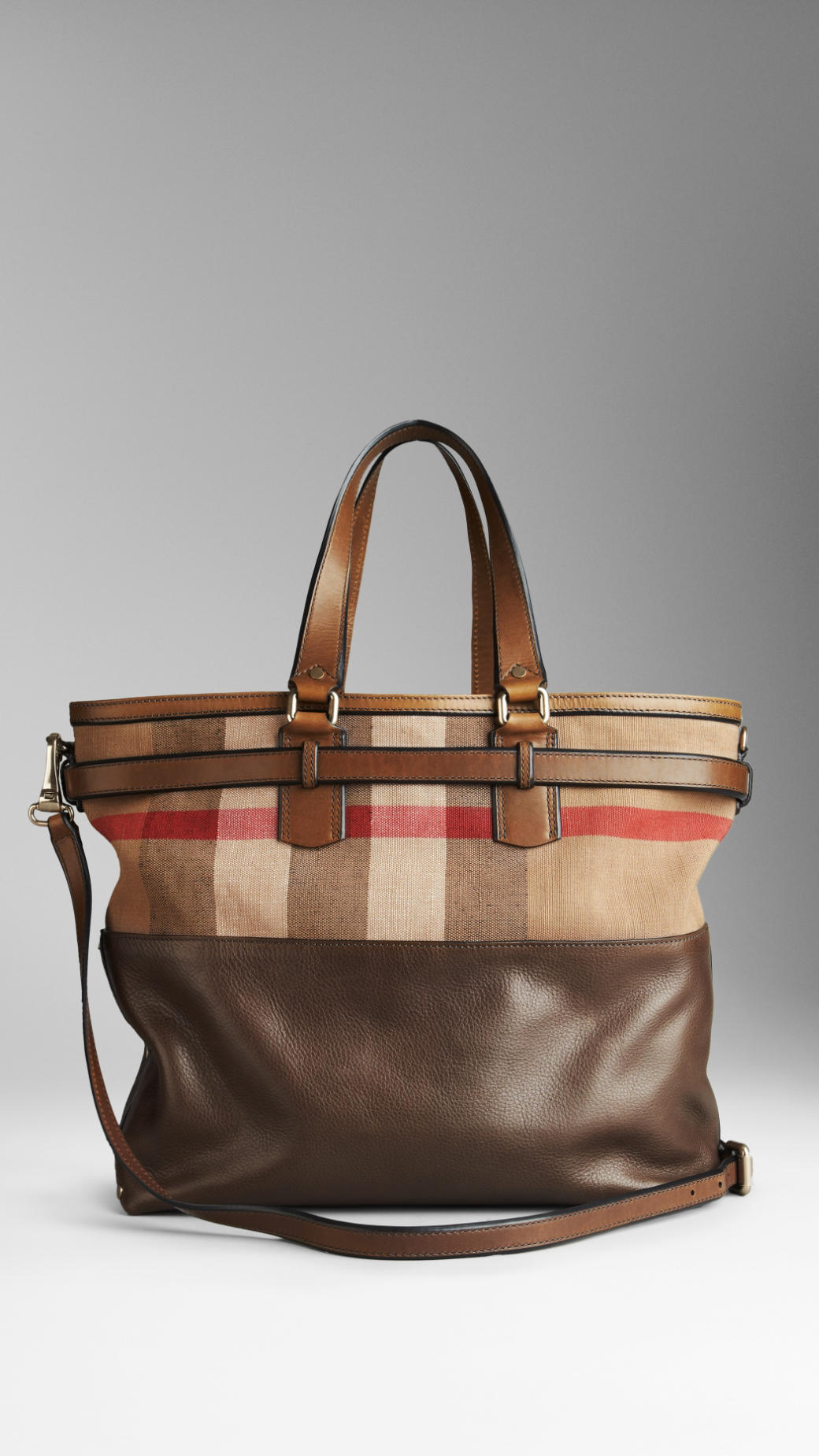 Burberry Large Check Canvas Tote Bag in Brown - Lyst