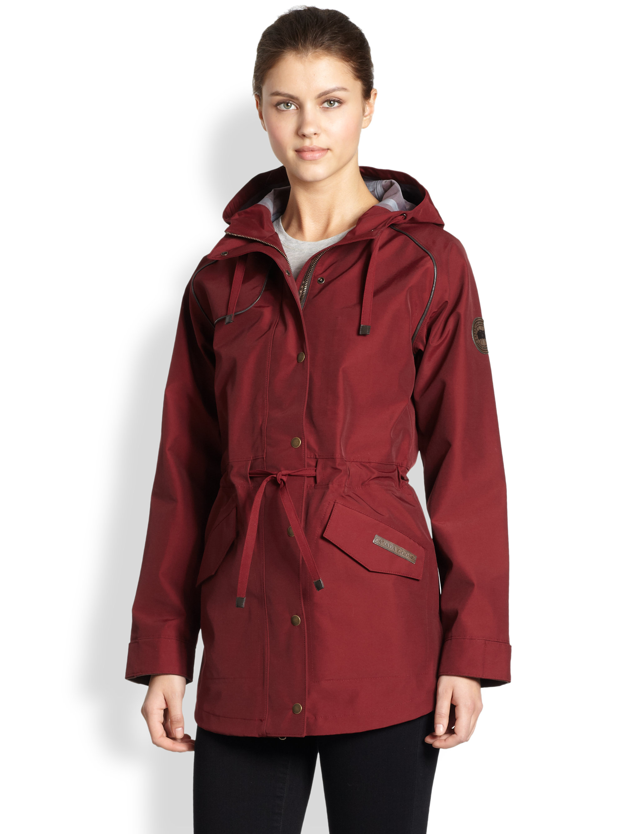 Lyst Canada Goose Mirabel Leathertrim Rain Jacket In Red