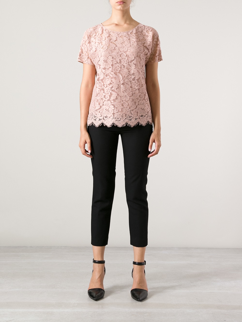 Lyst - Dolce & Gabbana Lace Top in Pink