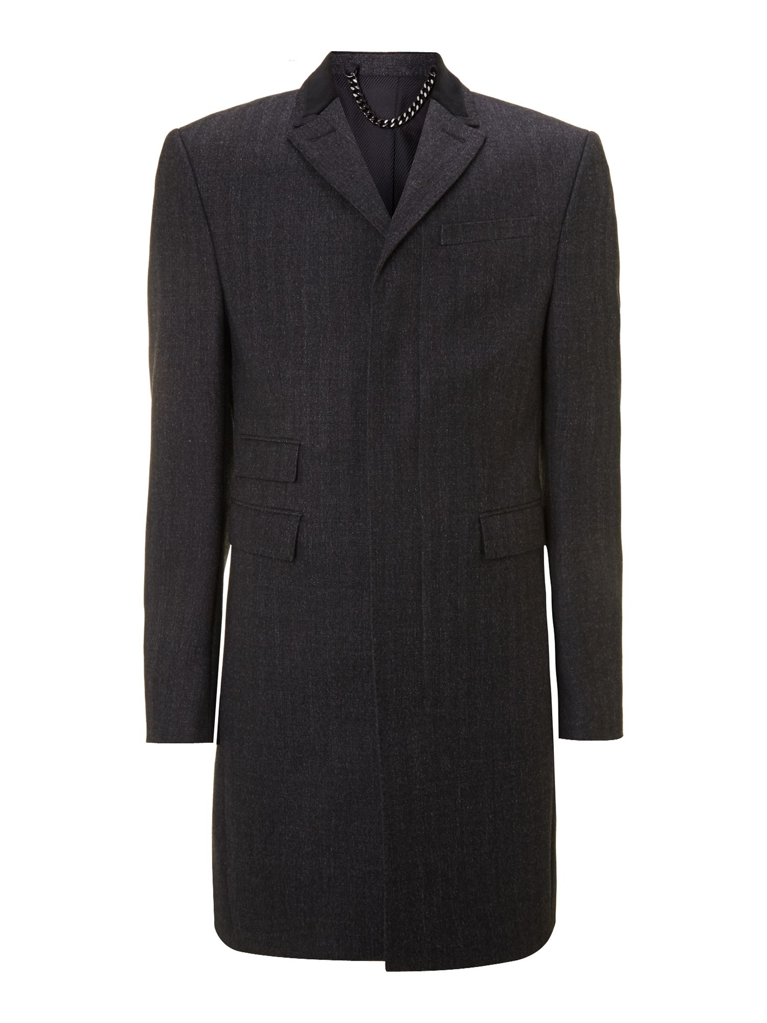 Farrell Single Breasted Chesterfield Herringbone Coat in Gray for Men ...