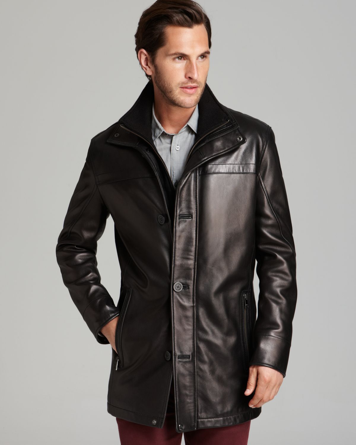 Lyst - Marc New York Spruce Long Leather Jacket in Black for Men