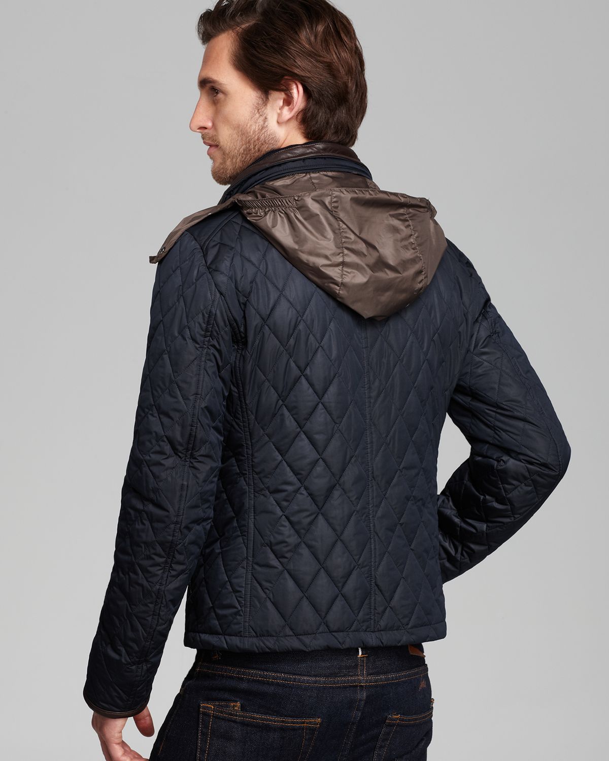 Lyst Moorer Quilted Down Moto Jacket in Blue for Men