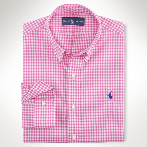 Polo ralph lauren Custom Fit Gingham Shirt in Pink for Men | Lyst