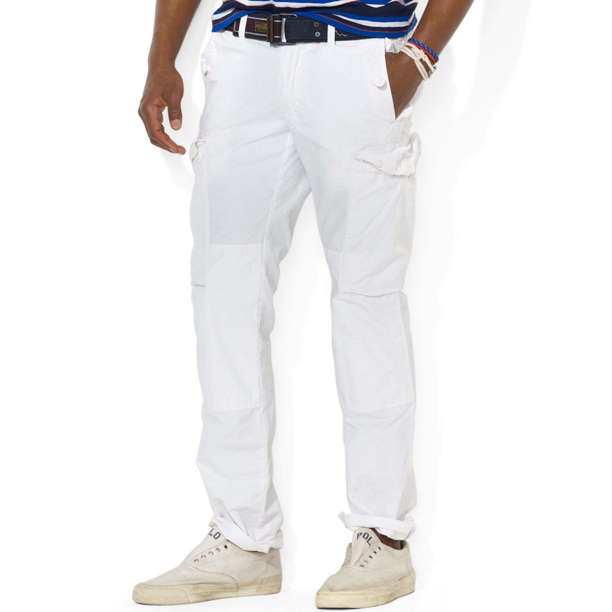 Ralph Lauren Canadian Slub Poplin Cargo Pants in White for Men | Lyst