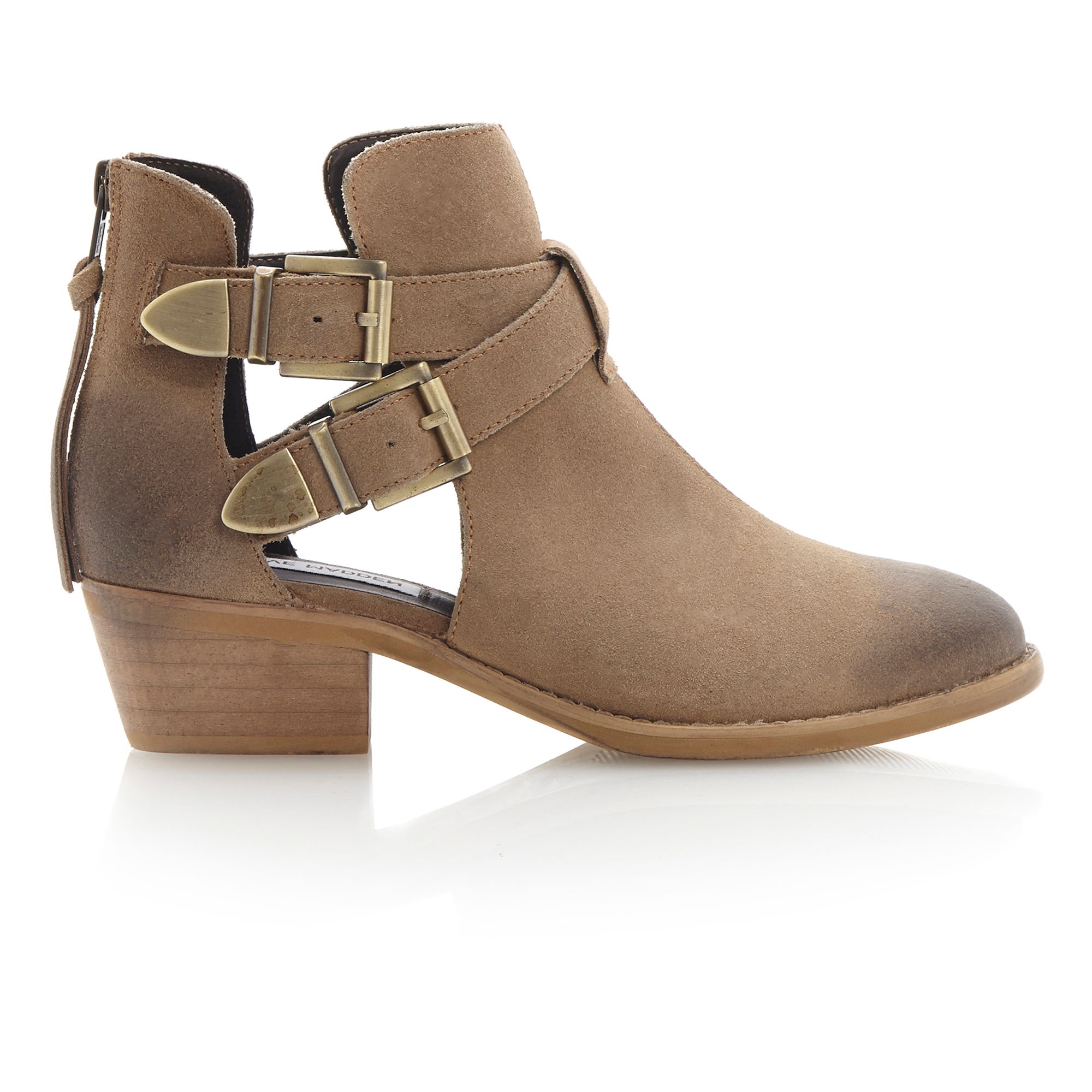 Steve madden Cinch Cut-Out Leather Ankle Boots in Natural | Lyst