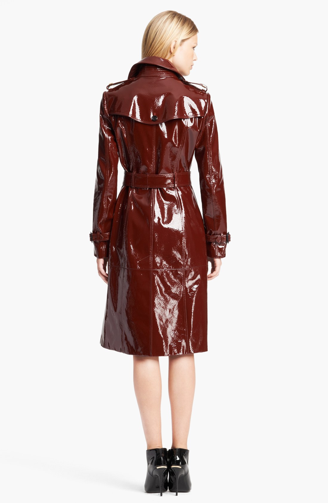 Burberry prorsum Double Breasted Patent Leather Trench Coat in Red ...