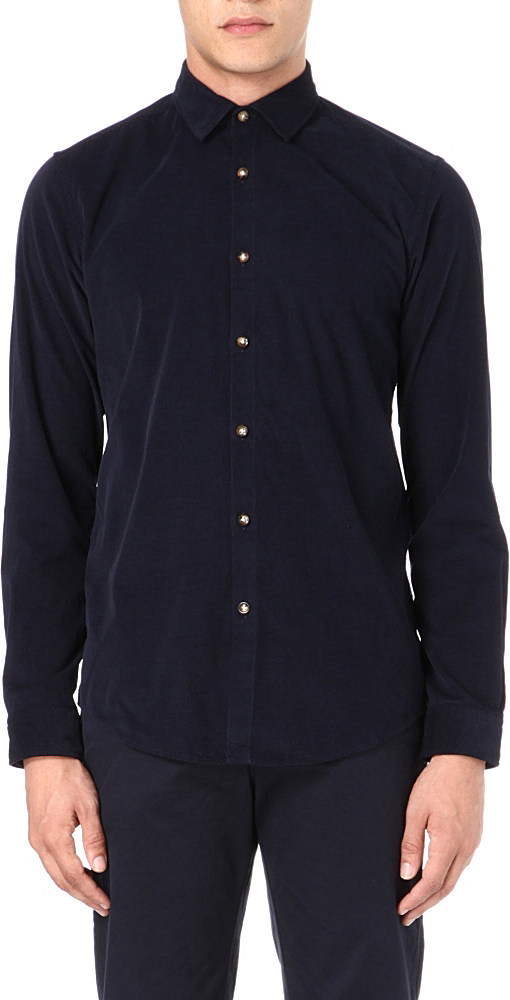 Hugo Boss Slimfit Corduroy Shirt in Blue for Men (Navy) | Lyst