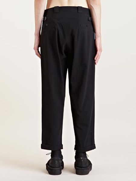 Yohji Yamamoto Mens Pleated Cotton Chino Pants in Black for Men | Lyst