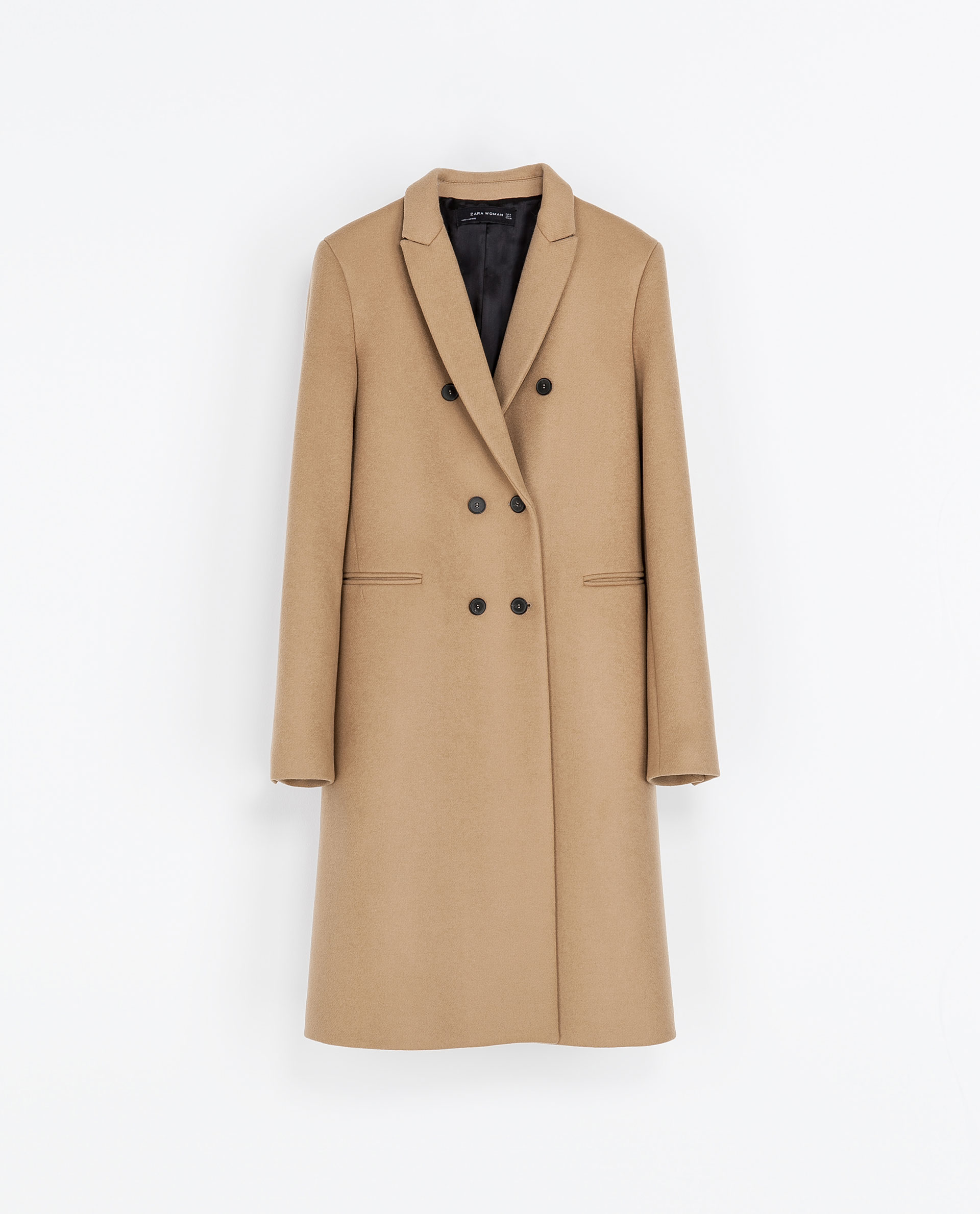 Zara Masculine Double Breasted Coat in Brown | Lyst