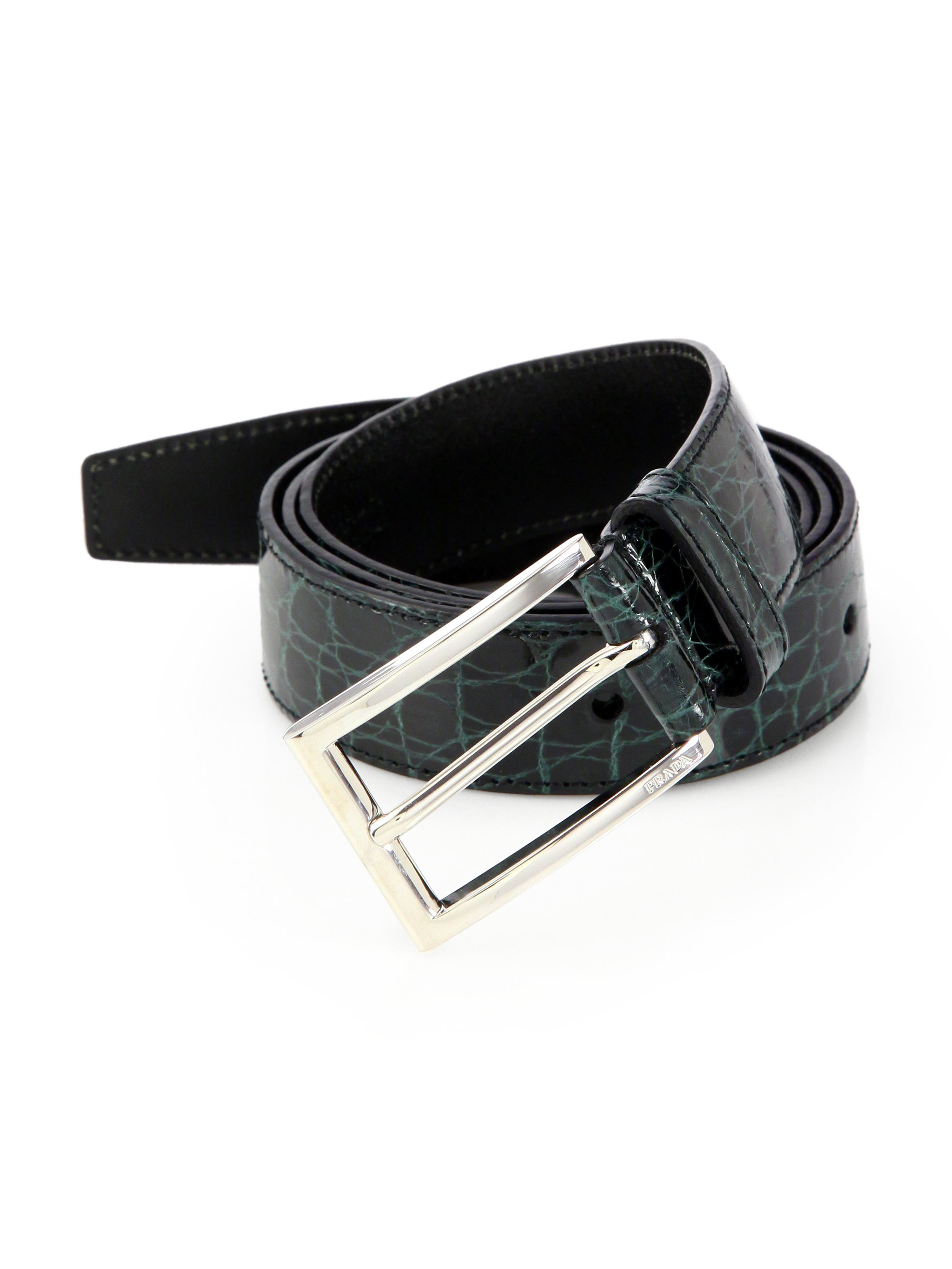 Prada Crocodile Belt in Green for Men | Lyst  