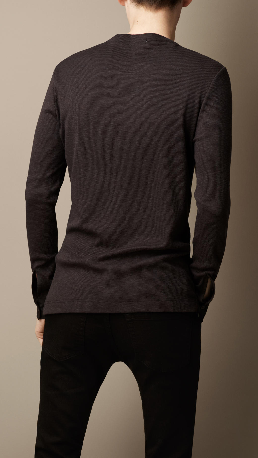 Lyst - Burberry Cotton Wool Blend Henley in Black for Men