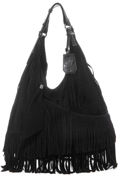 Diane Von Furstenberg Wrap Suede Fringe Bag in Black | Lyst