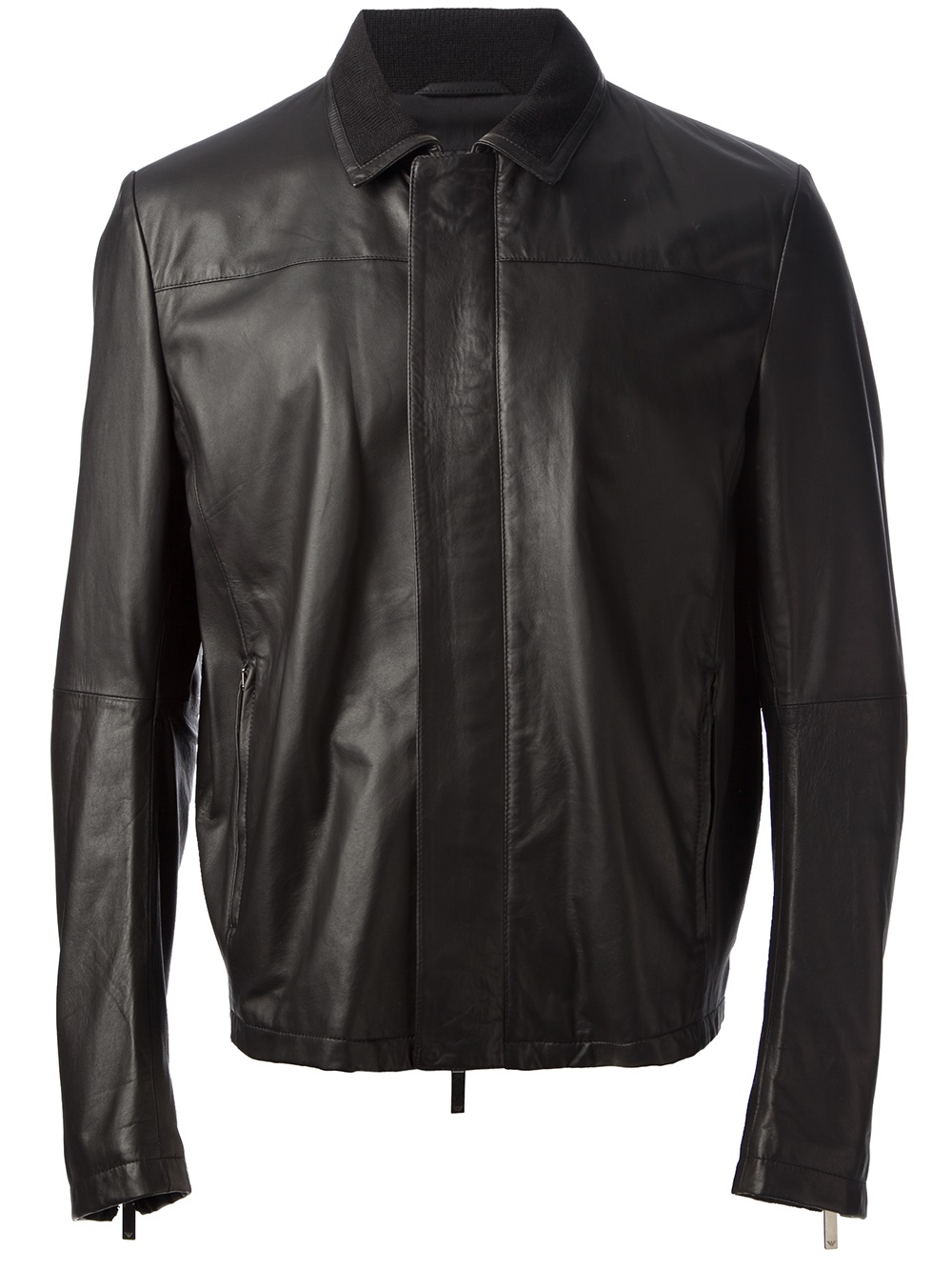 Emporio Armani Leather Front Jacket in Black for Men | Lyst