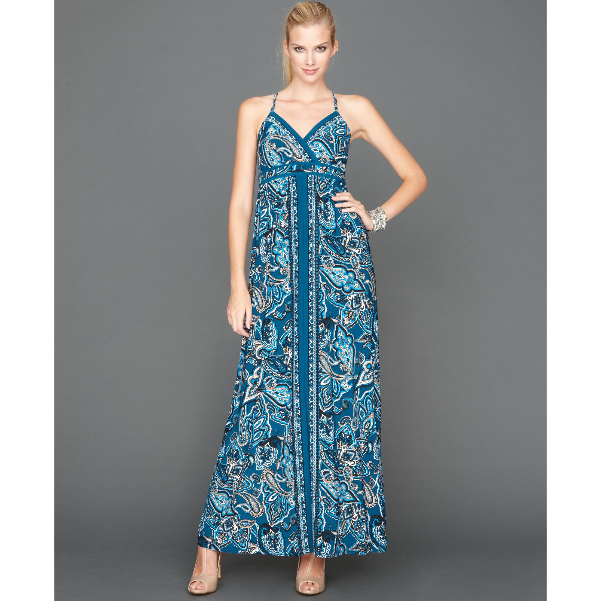 Inc International Concepts Racerback Exoticprint Maxi Dress in Blue ...