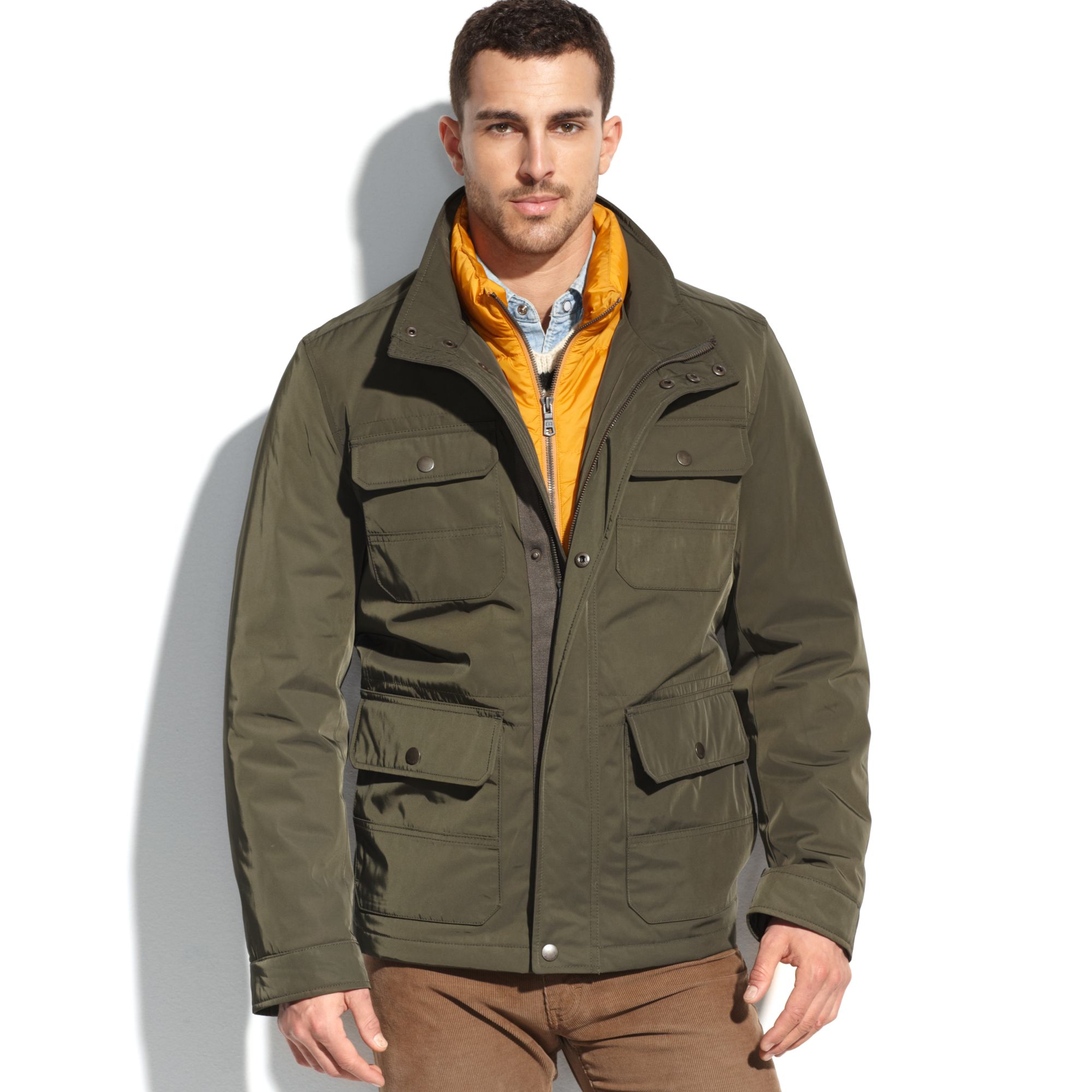 Lyst - Tommy hilfiger Quilted Bib 4pocket Field Coat in Green for Men