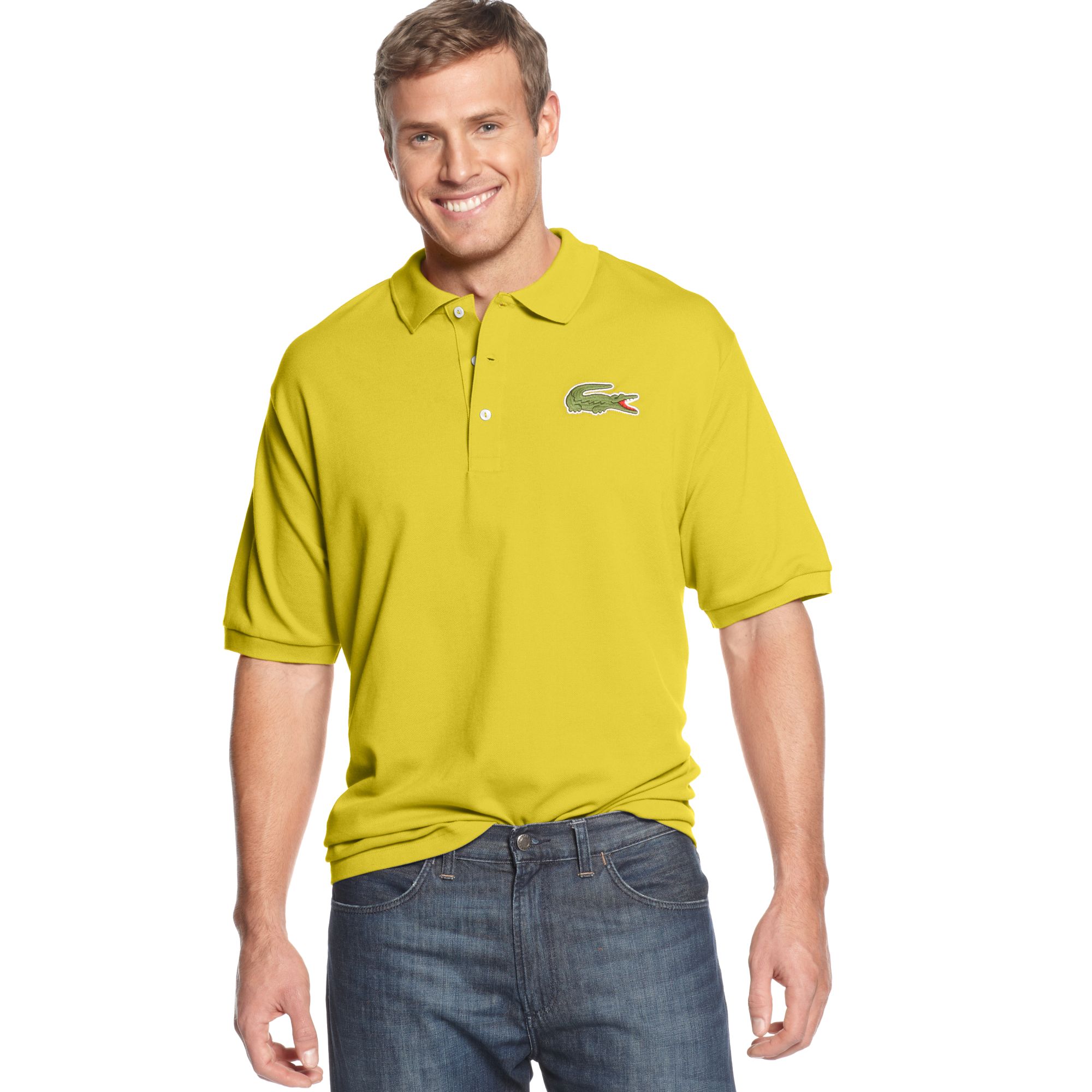Lacoste Oversized Crocodile Pique Polo in Yellow for Men (Starfruit ...