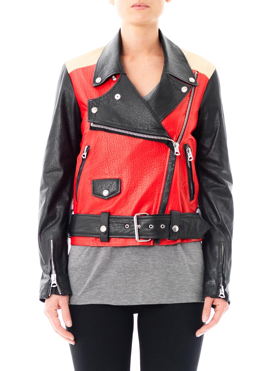 Acne Studios Merci Colourblock Leather Jacket In Red For Men Lyst Gallery