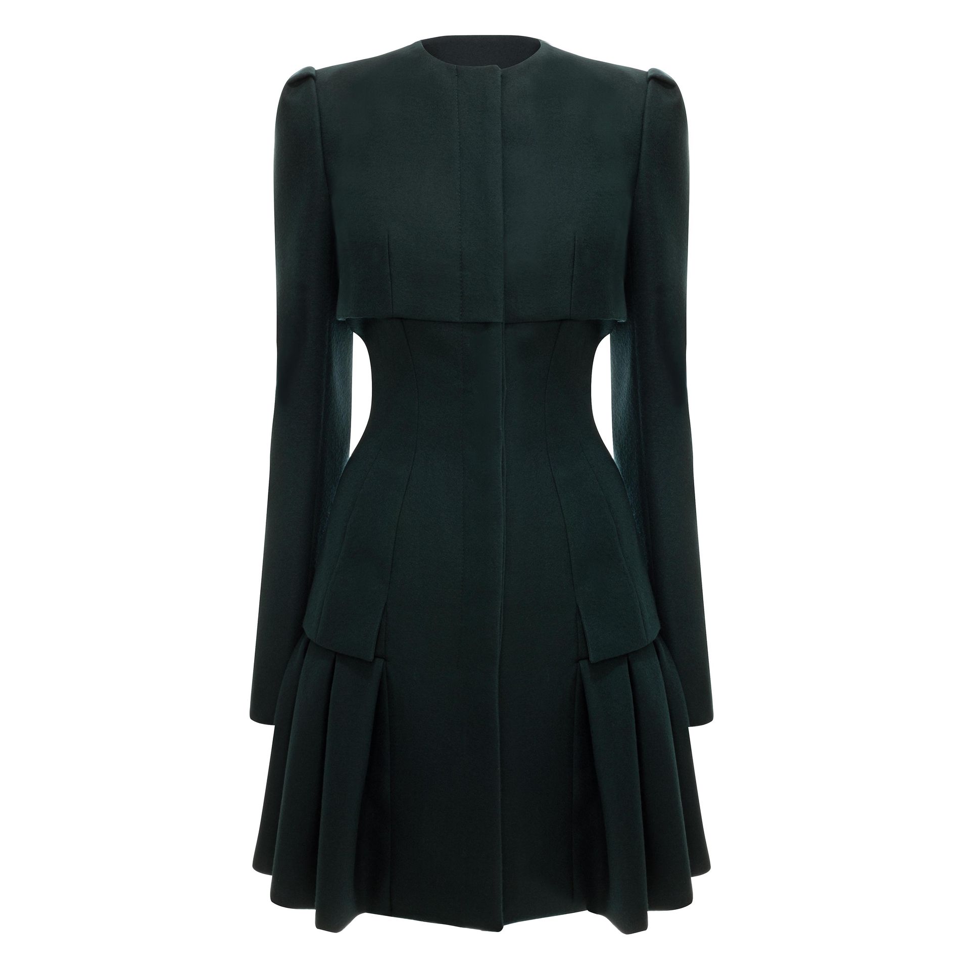 Alexander McQueen Bullet Pleat Short Coat Dress in Green - Lyst
