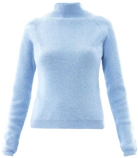 Carven Turtleneck Wool Sweater in Blue | Lyst