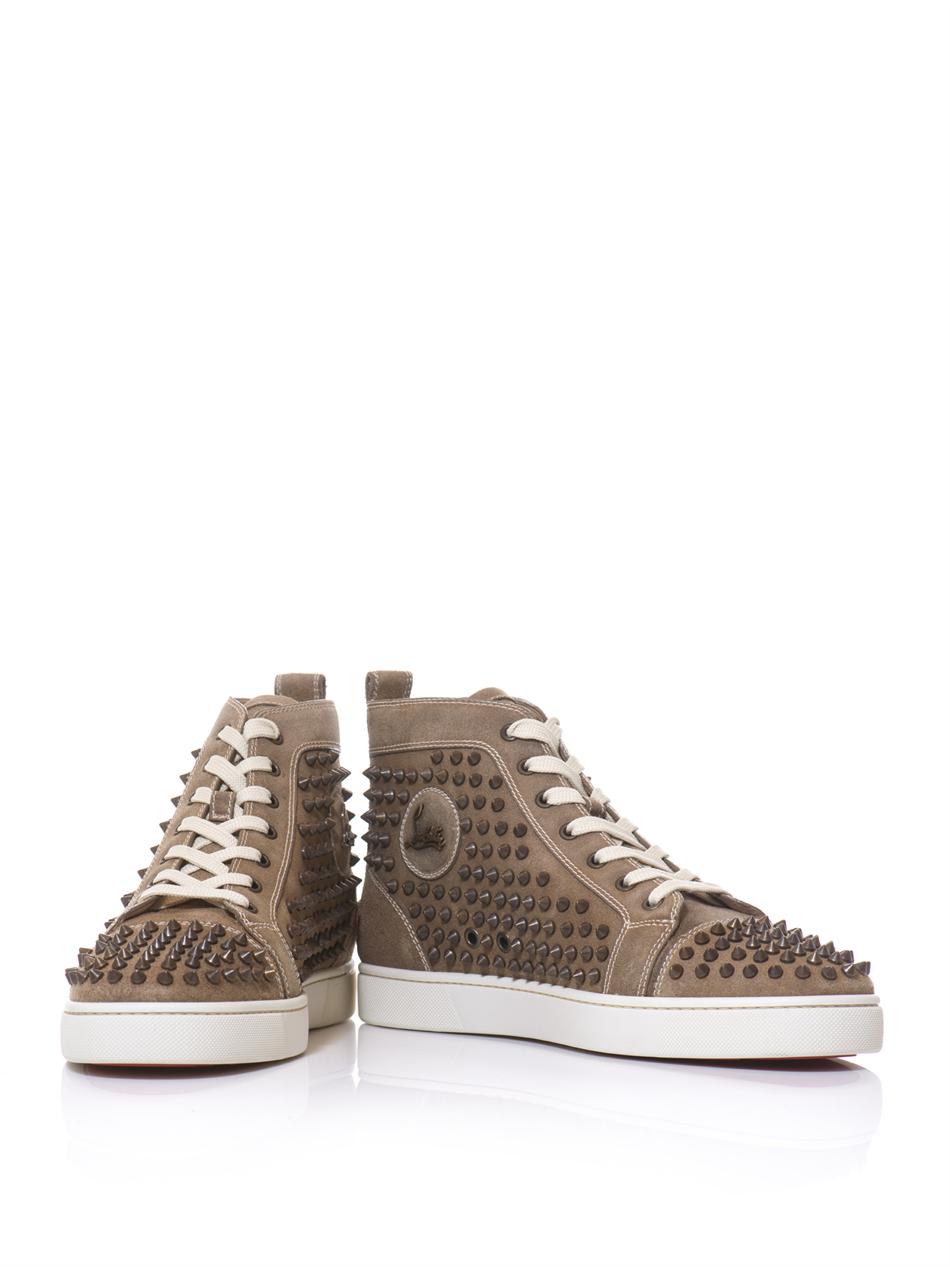 Christian louboutin Louis Spiked Suede Trainers in Brown for Men ...  
