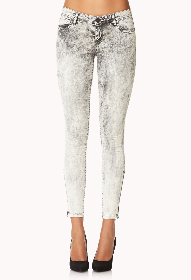 Lyst Forever 21 Life In Progress Acid Wash Skinny Jeans In Gray