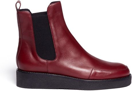 Marni Leather Wedge Chelsea Boots in Red | Lyst