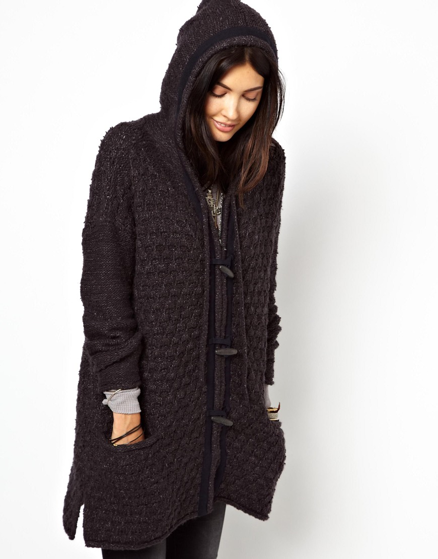 Lyst - Free People Hooded Coatigan with Toggles in Gray