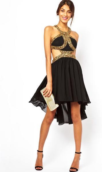 Rare Opulence Opulence England Beaded Cut Out Dress in Black | Lyst
