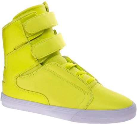 Asos Supra Society Fluro Yellow High Top Sneakers in Yellow ...