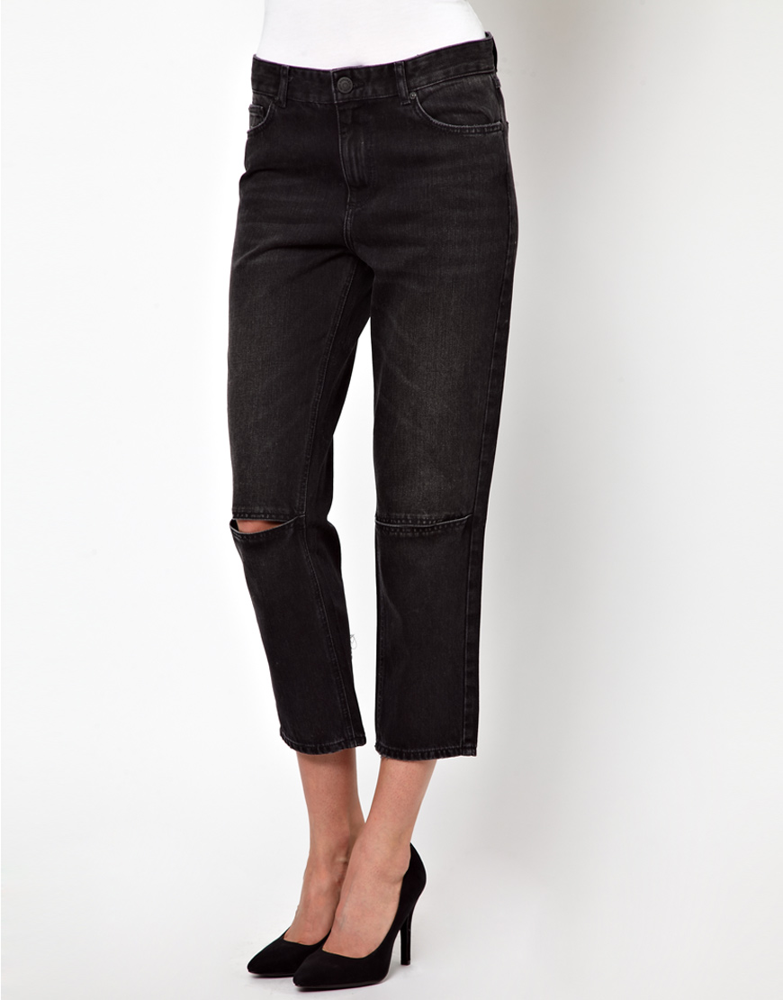 Lyst - Won hundred Fossil Boyfriend Jeans with Splits At Knee in Black