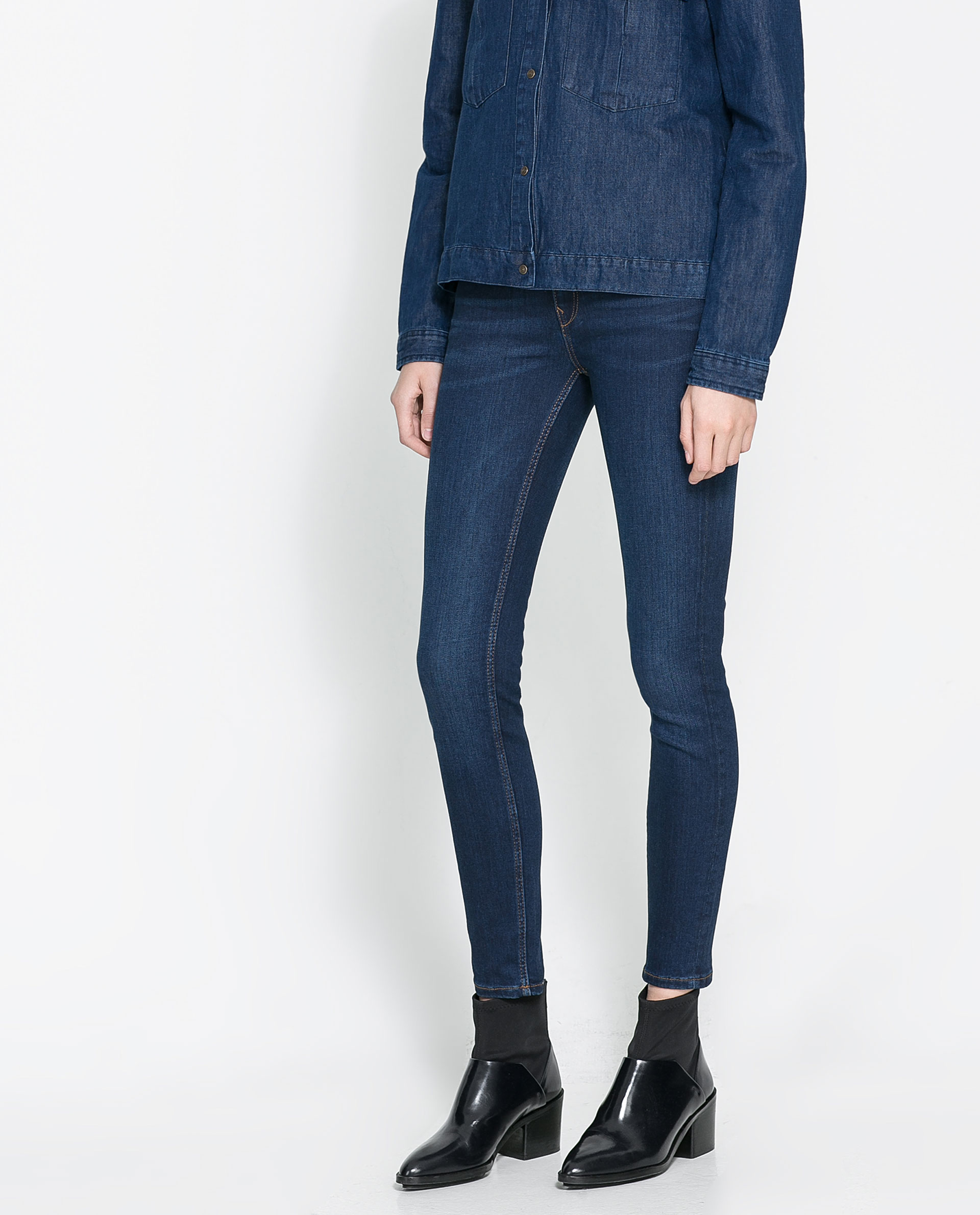 Zara Skinny Old Blue Jeans in Blue | Lyst
