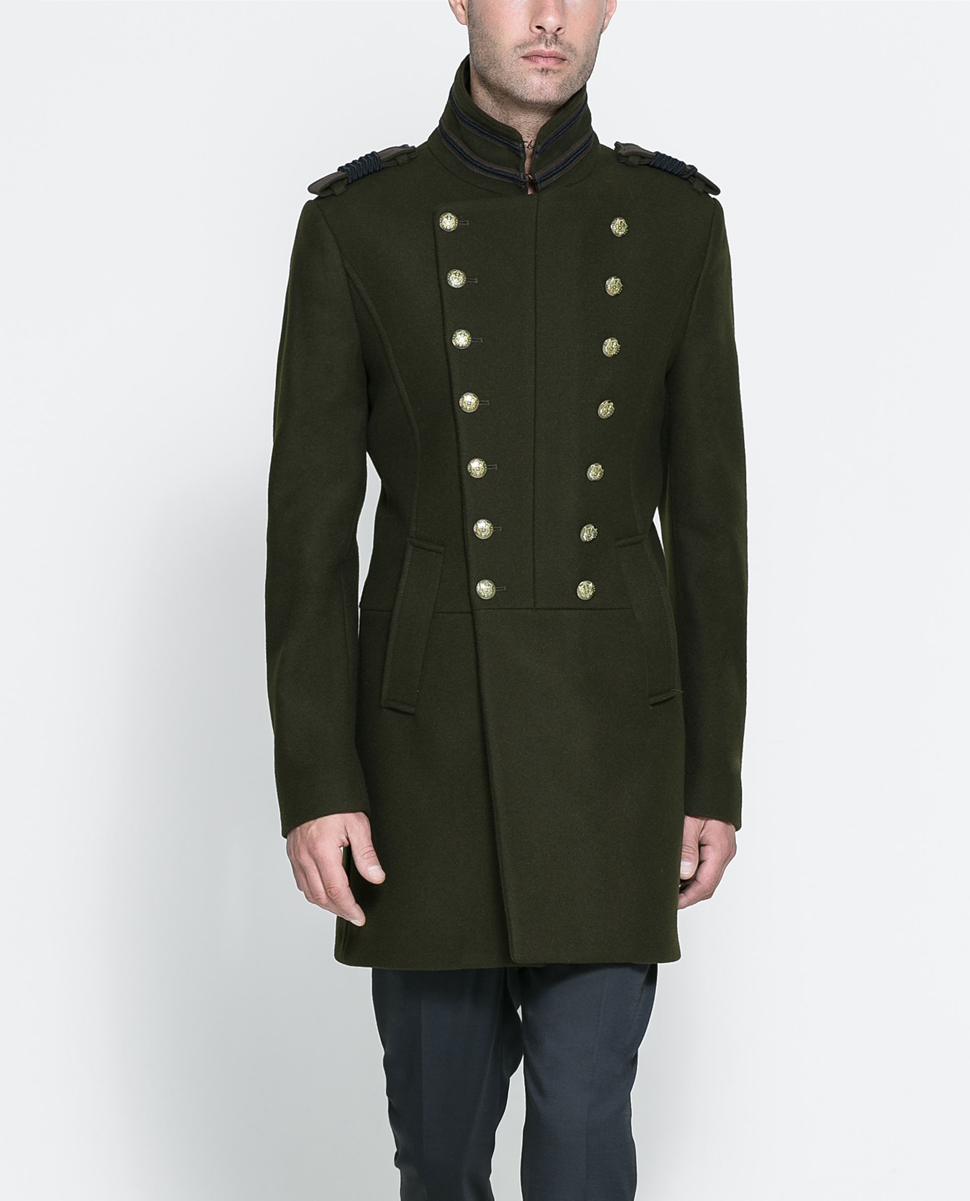 Zara Khaki Military Style Coat Product 3 13267115 535117829 