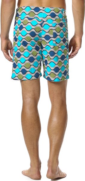 Bantu Wavy Long Board Shorts in Multicolor for Men (Blue/Green) | Lyst