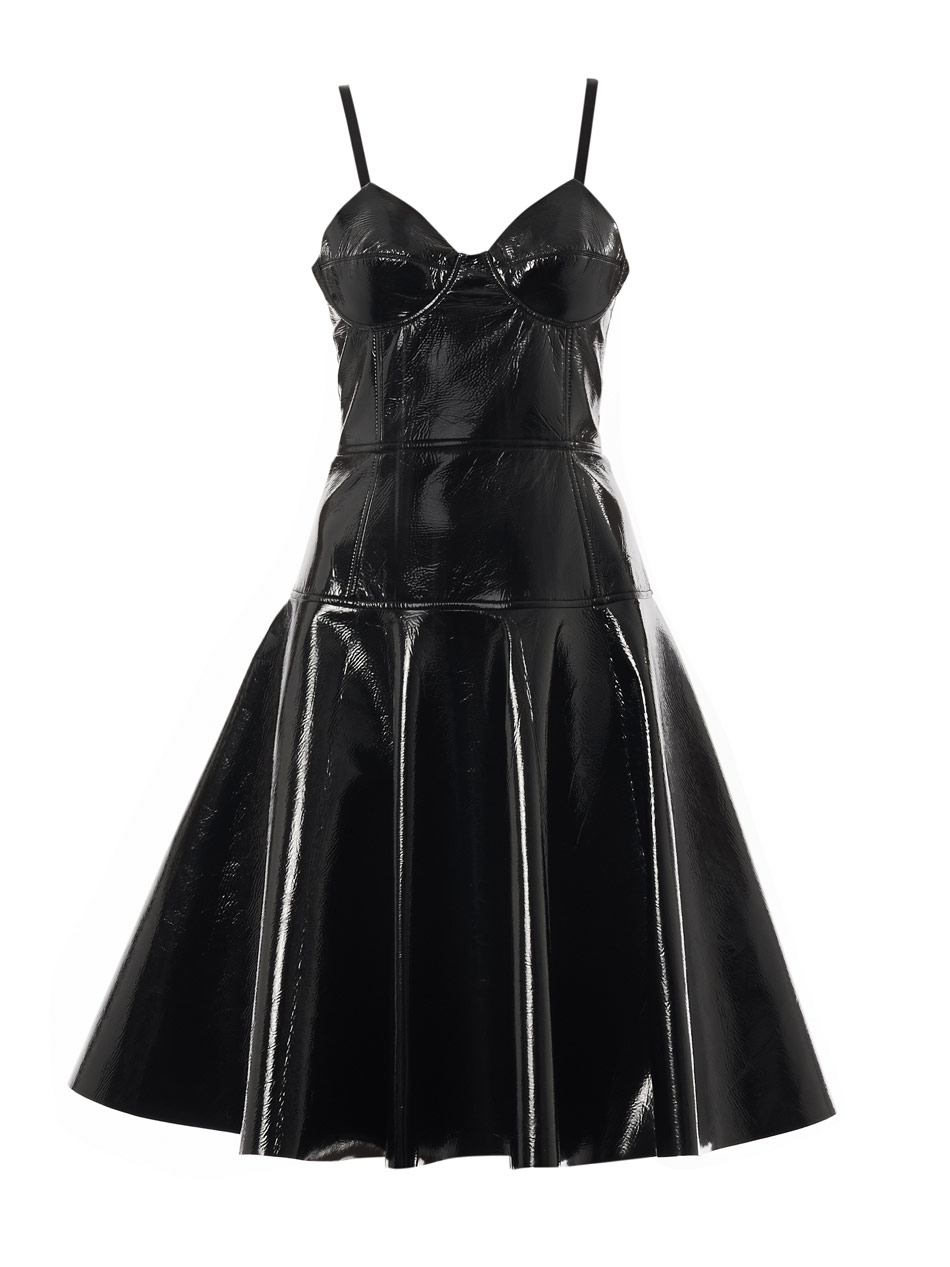Jonathan saunders Jemima Fitted Vinyl Dress in Black | Lyst