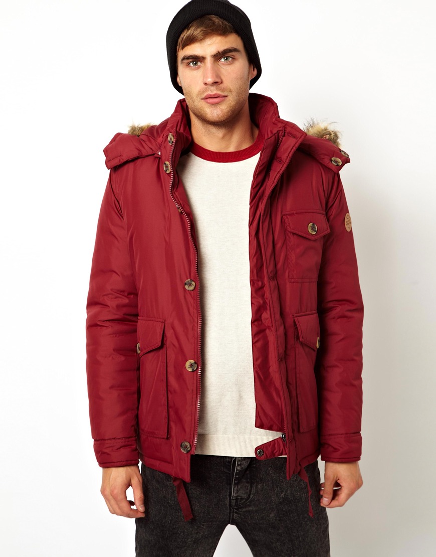 Native youth Padded Parka Jacket in Red for Men | Lyst