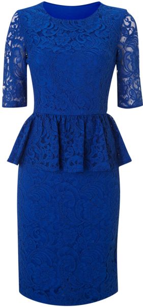 Untold Lace Peplum Dress in Blue | Lyst