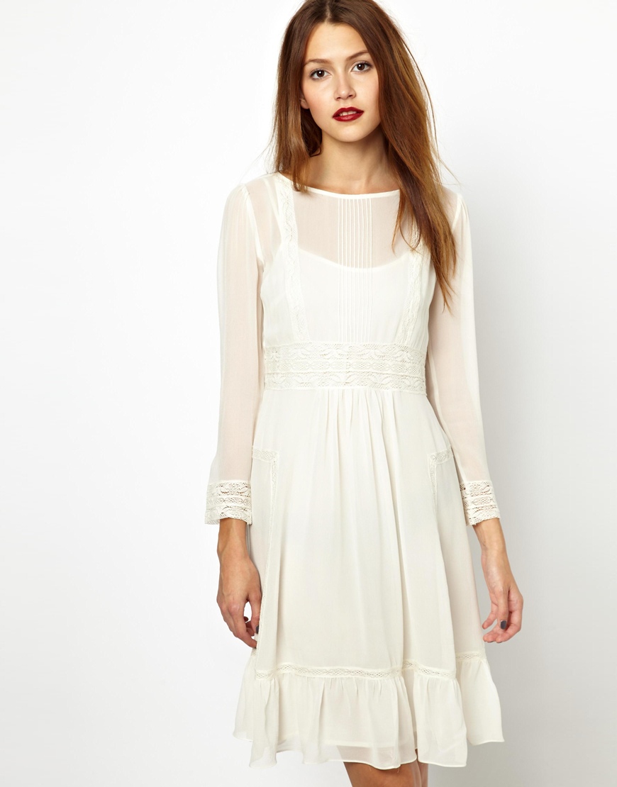 Lyst Vanessa Bruno Athé Silk Midi Dress In White Gallery